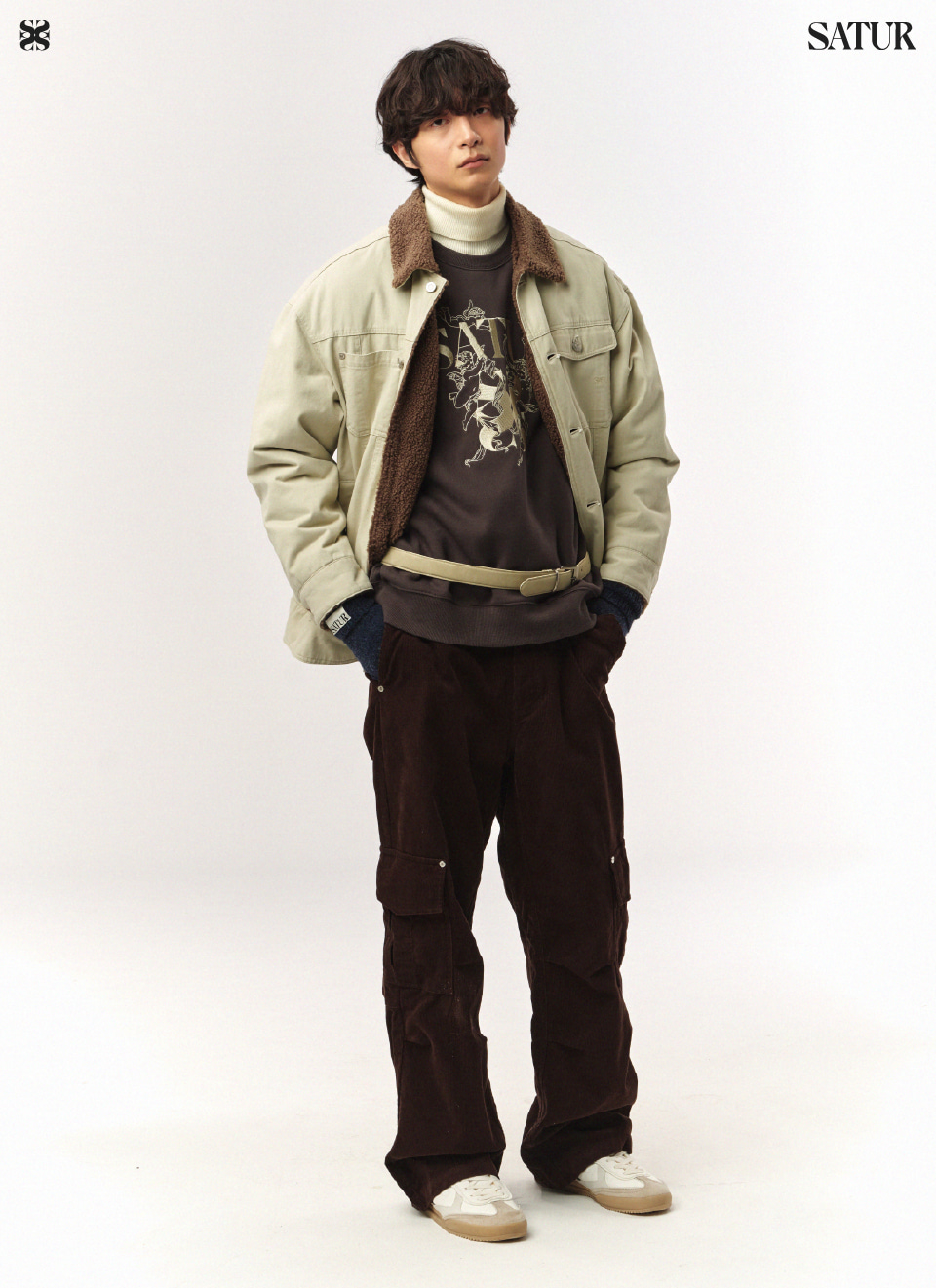 SATUR公式 カーゴパンツ Turin Corduroy Cargo Pants Brown