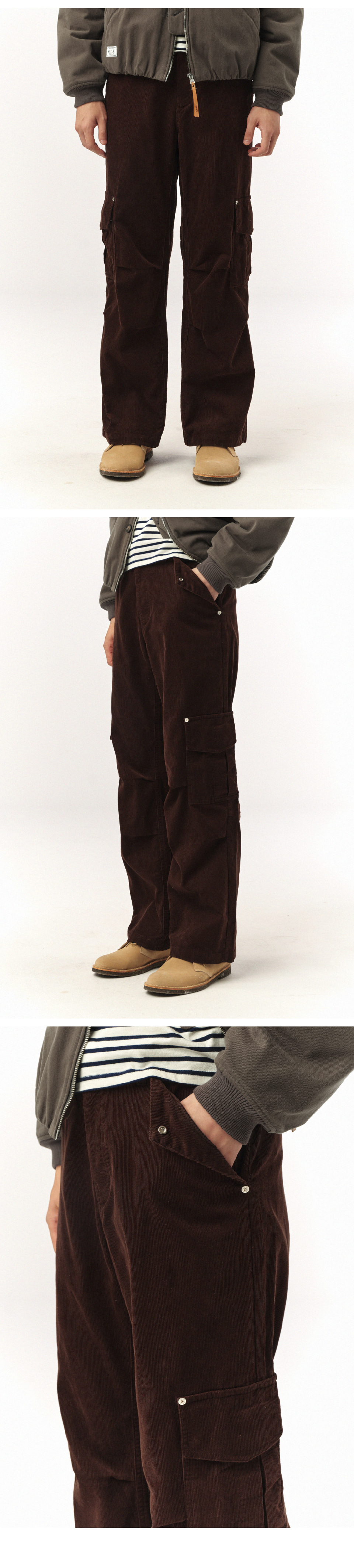 SATUR公式 カーゴパンツ Turin Corduroy Cargo Pants Brown