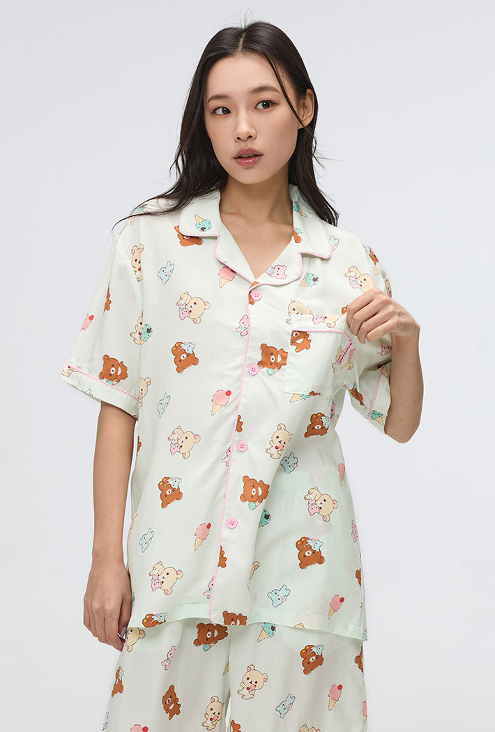 [スパオ][リラックマ] クマたちの夏バギー 半袖パジャマ SPAO 公式 リラックマ クマたちの夏バギー 半袖パジャマ(MINT