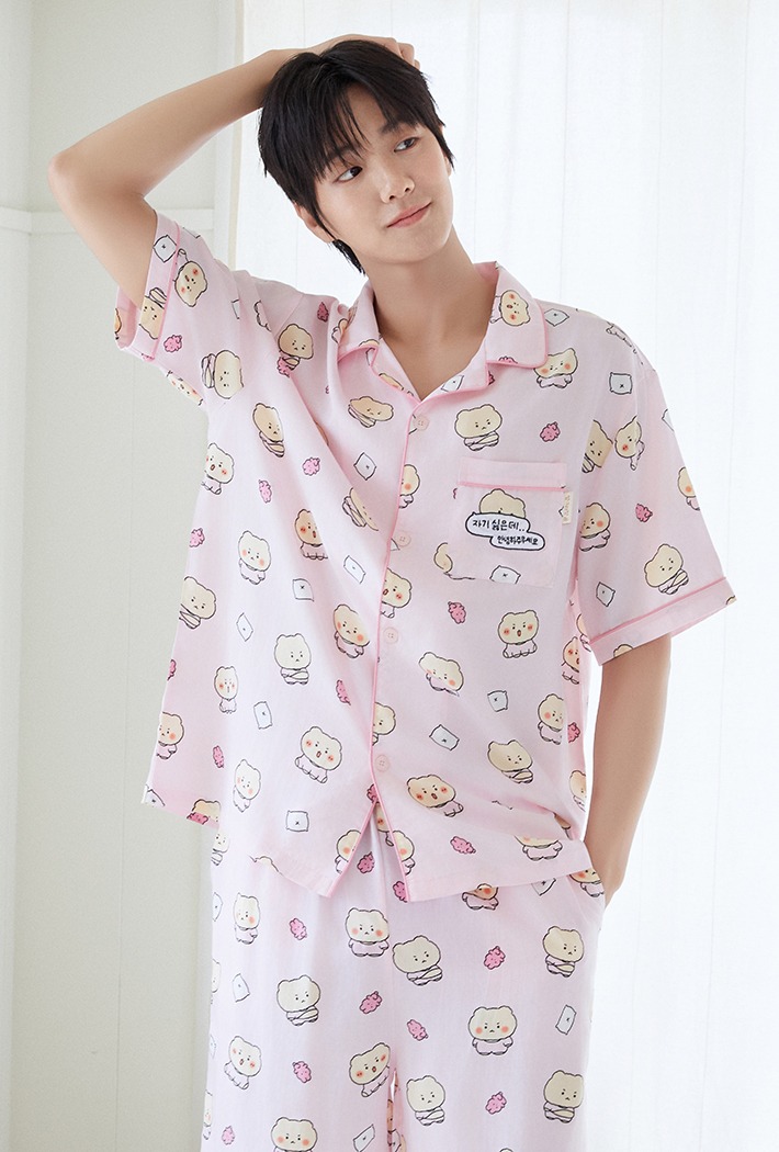 SPAO こわれたクマ 半袖パジャマ (LIGHT PINK) かわいい 部屋着 SPAO 公式 こわれたクマ 半袖パジャマ (LIGHT PINK) かわいい