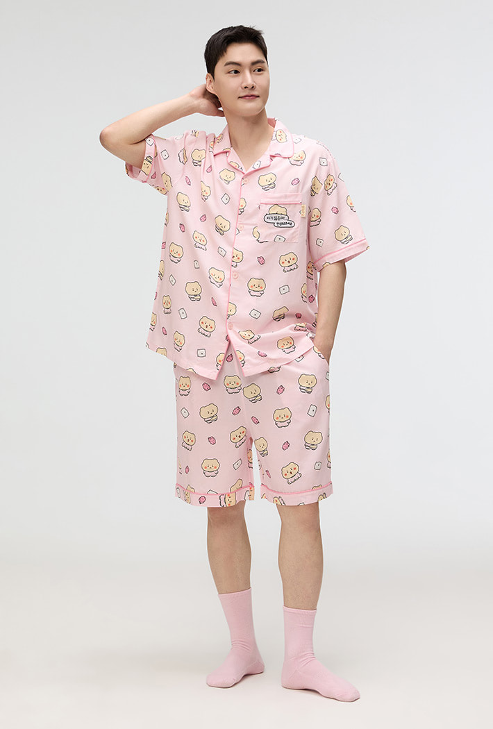 SPAO こわれたクマ 半袖パジャマ (LIGHT PINK) かわいい 部屋着 SPAO 公式 こわれたクマ 半袖パジャマ (LIGHT PINK) かわいい