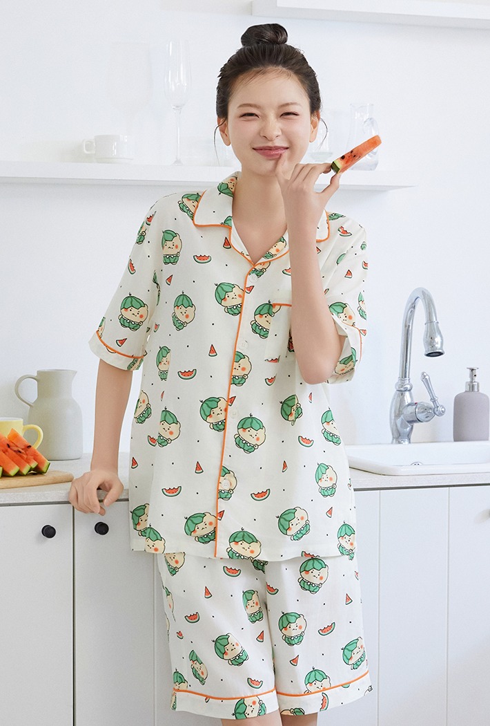 SPAO こわれたクマ 半袖パジャマ(IVORY) かわいい 部屋着 SPAO 公式 こわれたクマ 半袖パジャマ(IVORY) かわいい 部屋着