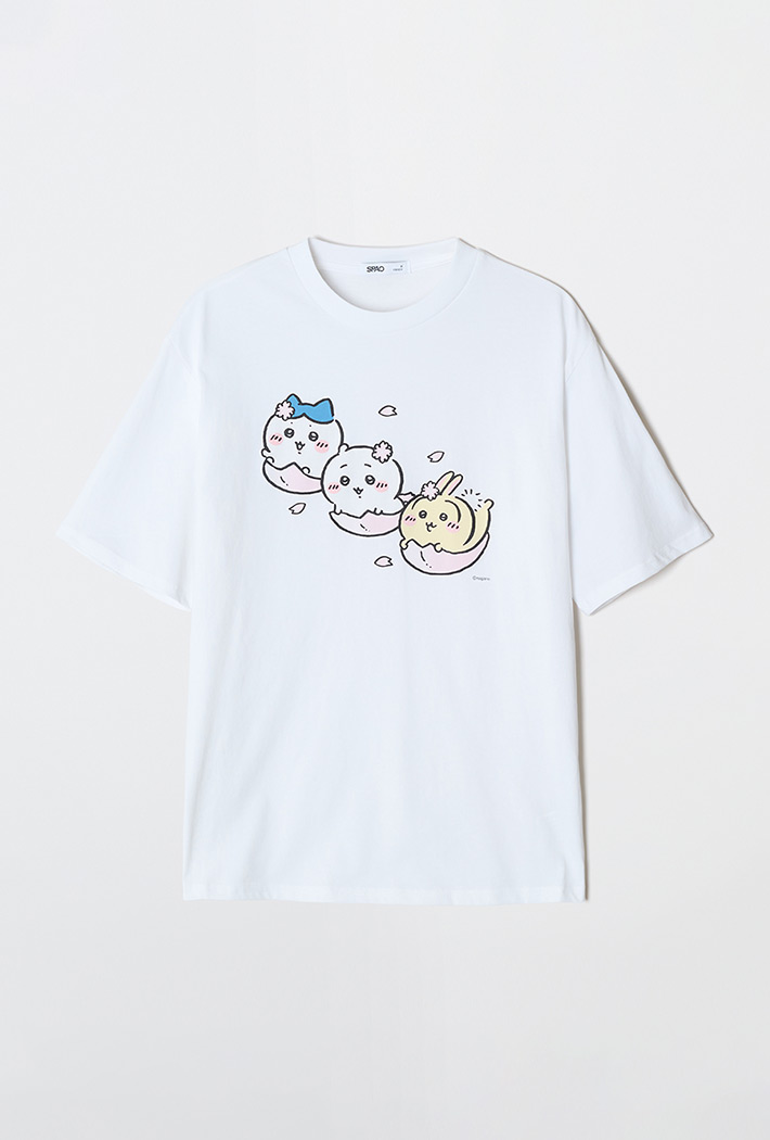 SPAO公式 ちいかわ 半袖Tシャツ ホワイト レディース キャラクター 韓国人気